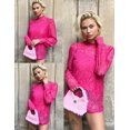 thumbnail image 4 of Blusa HOTOUCH para mujer con linterna de encaje, manga larga, color rosa intenso, talla S, 4 of 6