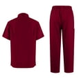 thumbnail image 5 of Men's Workwear Scrubs 2-Piece Set, Comfortable Solid Color Short Sleeve Top and Pants, Nursing Uniform For Healthcare Professional Duty,Wine,XL, 5 of 7