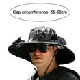thumbnail image 6 of Pebbuoy 1 Set Outdoor Sun Hat with 2 Fan Large Brim Windproof Strap Solar or USB Charging Anti-UV Sun Protection Great Breathability Outdoor Fishing Camping Travel Cap, 6 of 7