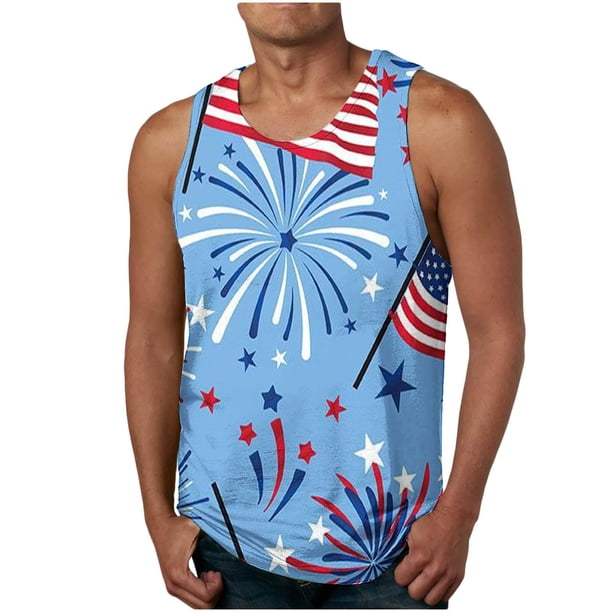 Tanques para Hombre de Verano Suelto Chaleco Impresión Deportivo Cuello Redondo, Camisa sin Mangas Casual para Al Aire Libre Y Diario
