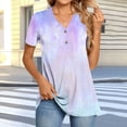 thumbnail image 2 of Bixock Women's Casual Short Sleeve T-Shirts,Gradient Color Short Sleeve Tops,Button Gradient Shirt Soft Comfortable Daily Leisure Fashion Wear Tops, 2 of 5