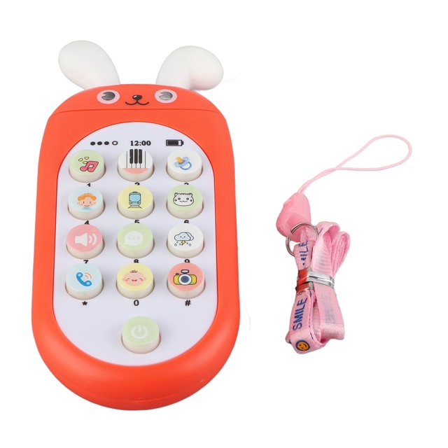 Juguete para teléfono móvil Dibujos animados Educación temprana Juguete para teléfono musical multifuncional con cordón para bebé Naranja