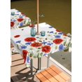 thumbnail image 2 of Outdoor Tablecloth with Umbrella Hole for Patio/Picnic/Party/Camping, Red Blue Poppy Floral Waterproof Table Cloth Square Cover Washable, Farmhouse Spring Flowers (60"x 60"), 2 of 8