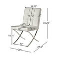 thumbnail image 3 of GDF Studio Danar Modern Bonded Leather Tufted Dining Chairs, Set of 2, White and Silver, 3 of 12
