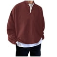 thumbnail image 4 of Uooqdmx Sweatshirts for Men Quarter Zip Pullover Men Casual Loose Hoodless Oversize Zipper Solid Stand Collar Pullover Sweater Top Men's Fashion Hoodies & Sweatshirts Red 2xl, 4 of 6