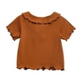 thumbnail image 4 of Teen Short Sleeve Tees New Toddler Kids Girls Fashion Cute Solid Color Flounce Soft Short Sleeve Buttontops Style B-49 Brown 5 Years, 4 of 9