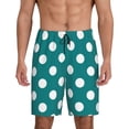 thumbnail image 3 of Lsque Teal And White Polka Dot Mens Sleep Pajama Shorts,Short Pajama Pants, Cotton Ultra-Soft Knit-4X-Large, 3 of 9
