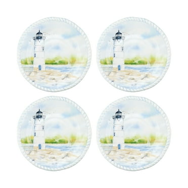 Gourmet Art 4-Piece 6 Inch Melamine Serving Plates Appetizer Plates Dessert Plates (Lighthouse)