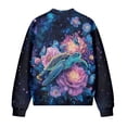 thumbnail image 5 of COEQINE Women's Zip Up Bomber Jacket Casual Stand Collar Cropped Bomber Outfits with Pockets, Fashion Outerwear Varsity Jackets Shackets Fall Clothes, 3X-Large, Sea Turtle Floral Galaxy, 5 of 7