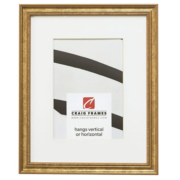 Craig Frames 314GD 13 x 19 Inch Ornate Gold Picture Frame Matted to Display a 9 x 13 Inch Photo