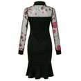 thumbnail image 4 of Seyurigaoka Women Sexy Embroidery/Sequin See-through Mesh Sleeve Cutout Ruffle Dress, 4 of 6