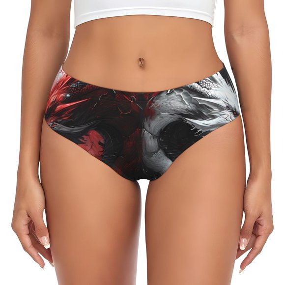 Disketp Cool Black And White Dragon for Women's Briefs, Comfortable Cotton Underwear,Comfort Flex Fit Brief-XX-Large