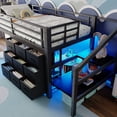 thumbnail image 6 of Harper & Bright Designs Twin Size Low Loft Bed with Storage Drawers and Shelves, Metal Loft Bed Frame with Storage Stairs and Lights, Black, 6 of 12