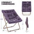 thumbnail image 2 of MoNiBloom Faux Fur Saucer Chair, Folding Accent Chair, Moon Chair with Padded Seat and Metal Frame for Bedroom Dorm Living Room, 300lbs Weight Capacity, Purple, 2 of 10