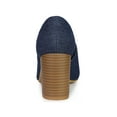 thumbnail image 2 of BLISSFUL STEP Denim Open Toe Chunky Heel Slide Sandals, 2 of 6