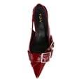 thumbnail image 3 of YDN Women Chic Pointed Toe Slingback Buckle Pumps Elastic Strap Slip On Kitten Low Heels Shoes Party Daily Dress Size 4 Red, 3 of 4