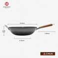 thumbnail image 3 of Carbon Steel Wok,14.2" Wok Pan with Lid, Woks & Stir-Fry Pans No Chemical Coated Wok for Induction, Electric, Gas, Suitable for All Stoves,Flat Bottom Iron Wok, 3 of 7
