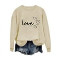 thumbnail image 1 of Sudadera Penkiiy Valentine para mujer: lindas camisetas del día de San Valentín Love Heart Graphic Print Suéter de manga larga XS Khaki, 1 of 5