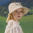thumbnail image 6 of WUXIAN Baby Girls Sun Hats Upf 50+ Protection Hat Wide Brim Beach Hats With Adjustable Chin Strap Sun Caps,Beige,One Size, 6 of 6