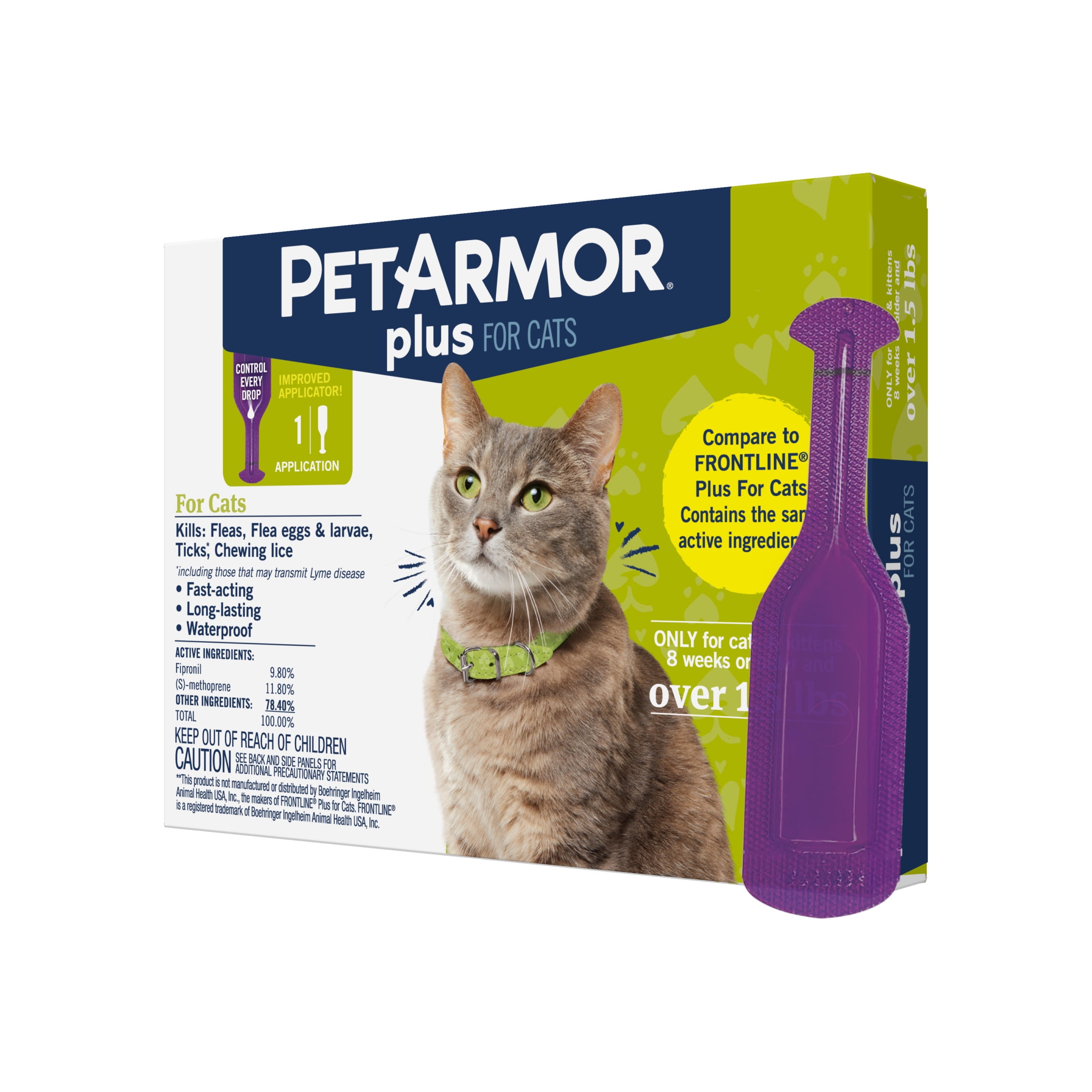 PetArmor Plus for Cats Flea Tick Prevention over 1.5 lbs 1 Month Supply Walmart