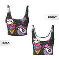 thumbnail image 5 of Haiem Cat Icecream Pattern Womens Sports Bra - U Neck Padded Low Impact Yoga Bra Workout Crop Top Gym Moisture-Wicking Workout Vest -Small, 5 of 9