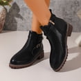 thumbnail image 2 of Taqqpue Women's Boots, Women's Fashion Casual And Winter Round Head Belt Buckle Fashion Boots Side Zipper Thick Heel Short Boots for Women, 2 of 9
