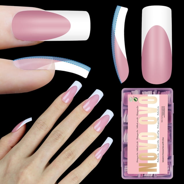 Nail Tips NOVO OVO BERRY PINK, tapa completa, punta francesa x240