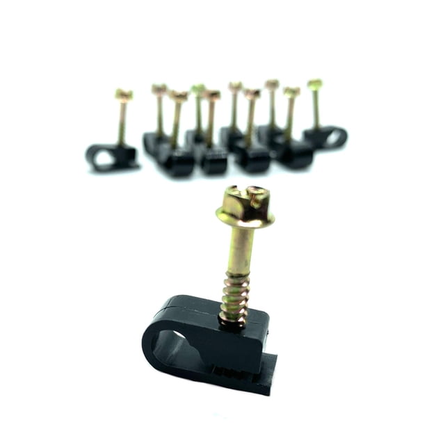 Clips para Cable Perfect Vision Flex Negros RG6 con Tornillo 100 unidades