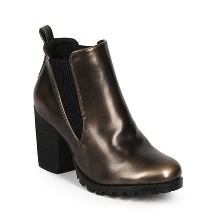 

DbDk DA18 Women Polished Leatherette Chunky Heel Chelsea Ankle Bootie