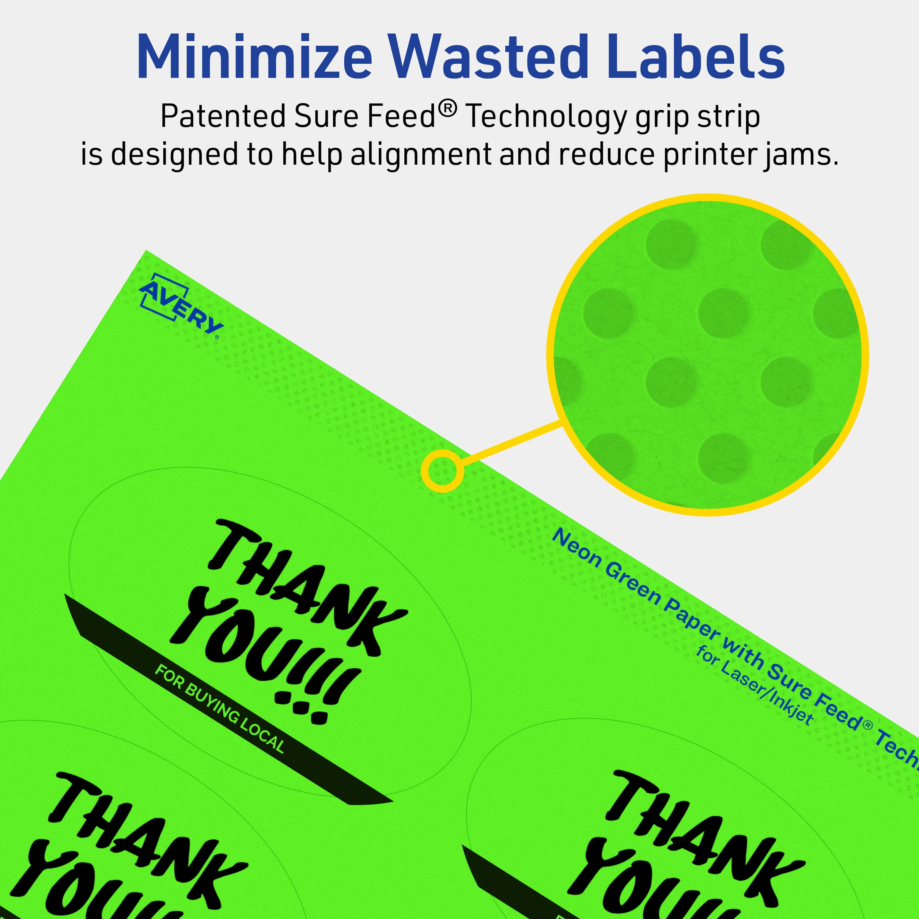 Avery Printable Oval Labels, Neon Green, 2" x 3-1/3", 640ct