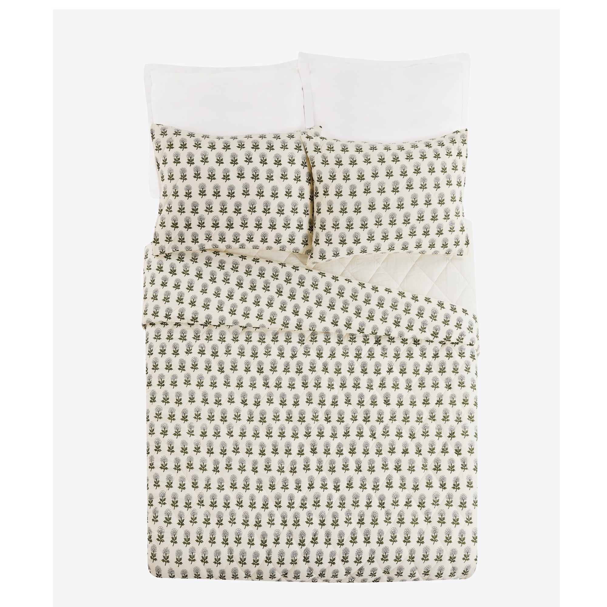 Laurel & Mayfair Gwyn 3-PC Quilt Set, King, Cream