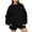Black, variant on Honeeladyy Ladies Solid Color Round Neck Pullover Long Sleeve Sweatshirt Loose Women's Casual Shorts Set
