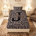 thumbnail image 4 of meiyoeat Leopard Print Bow Letter J Twin Sheet Sets, Women Teens, Brown Animal Print Bedding, 3 Pieces, 1 Flat Sheet, 1 Fitted Sheet and 1 Pillowcase, 4 of 6