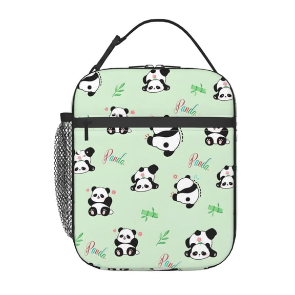 Panda Lunch Bag Reusable Thermal Lunch Box with Handle for Women and Men