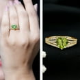 thumbnail image 3 of Rosec Jewels Heart Shape Peridot Solitaire Ring with Diamond for Women (8 mm) - Split Shank Ring, 10K Yellow Gold, US 3.50, 3 of 9