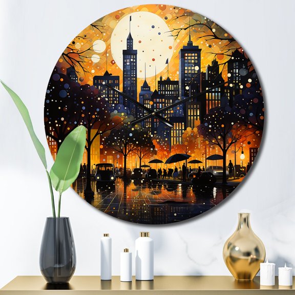 Designart "Harlem Renaissance Reflections Painting I" Pointillism Oversized Wall Clock