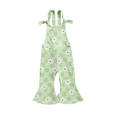 

GXFC Toddler Girls Jumpsuit Little Girl Sleeveless Floral Print Romper Strap Bell-Bottoms Playsuit Kids One Piece 6M-4T