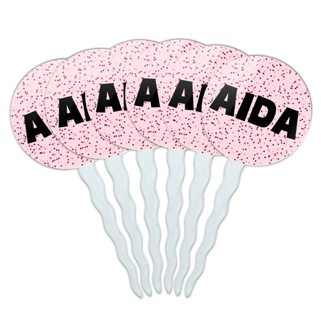 Aida Cupcake Picks Toppers - Set of 6 - Pink Speckles