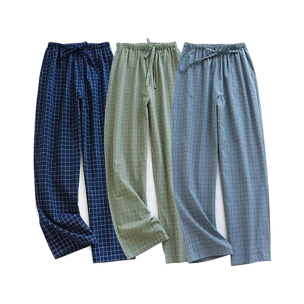 Pantalones de pijama para hombre Pantalones de pijama de algodón Pantalones de pijama ligeros Pantalones de punto con bolsillo