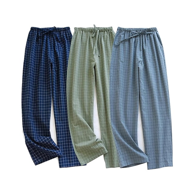 Pantalones de pijama para hombre Pantalones de pijama de algodón Pantalones de pijama ligeros Pantalones de punto con bolsillo