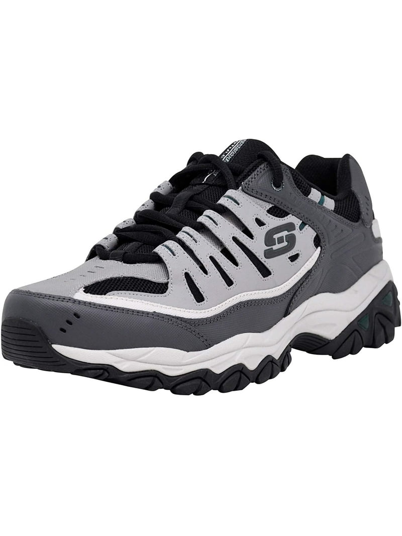 Skechers Men's Afterburn Memory-Foam Sneaker, Charcoal/Green, 9 M US - Walmart.com
