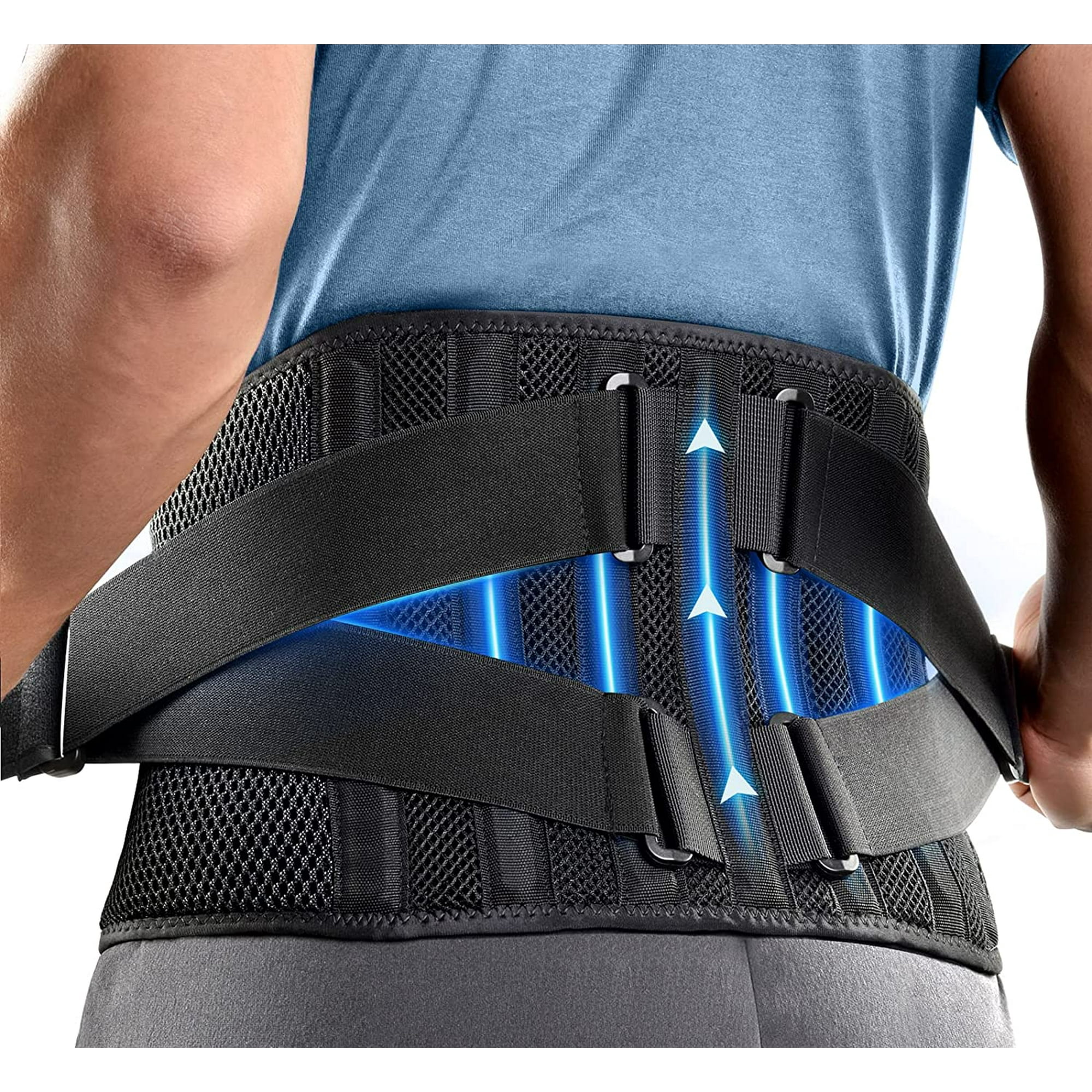 Air Mesh Back Brace for Men Women Lower Back Pain Relief with 7 Stays Adjustable Back Support Belt for Work Anti skid Lumbar Support for Sciatica Scoliosis L waist 44 53 Black Walmart