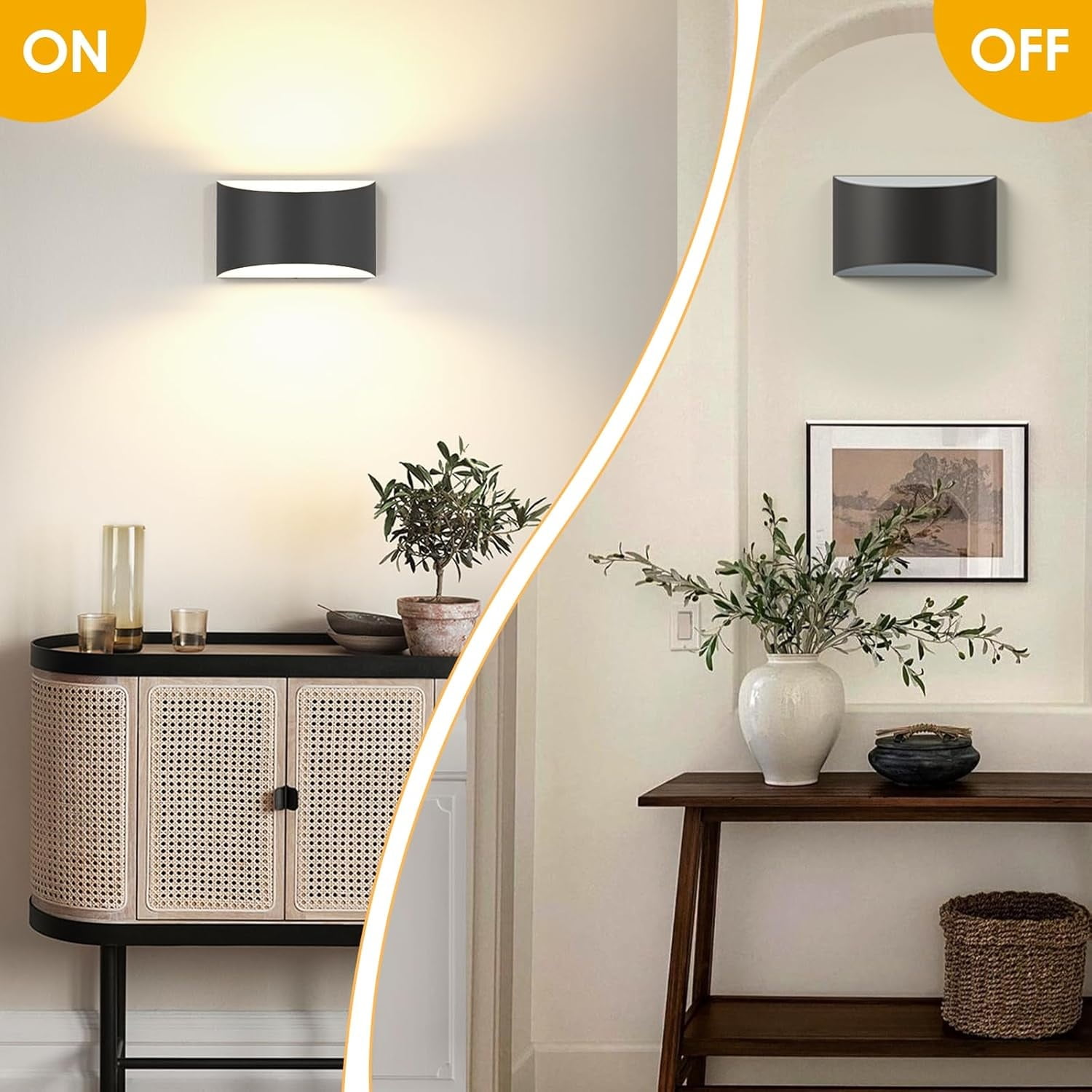 Modern LED Wall Sconces, 3000K Warm White Hardwired Wall Lights Set of 2, 10W Up and Down Wall Mount Light, Matte Black Indoor Sconces Wall Lighting