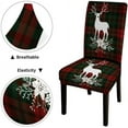 thumbnail image 5 of Christmas Chair Covers Set of 4 Chair Covers for Dining Chairs Snow Deer on a Red and Green Grid Dining Chair Slipcovers for Christmas Living Room Decoration, 5 of 6