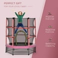 thumbnail image 3 of Outsunny Φ5FT Kids Trampoline with Enclosure Net, Springless, Safety Pad and Steel Frame for Indoor, Toddler Round Bouncer for Age 3 to 6 Years Pink, 3 of 9