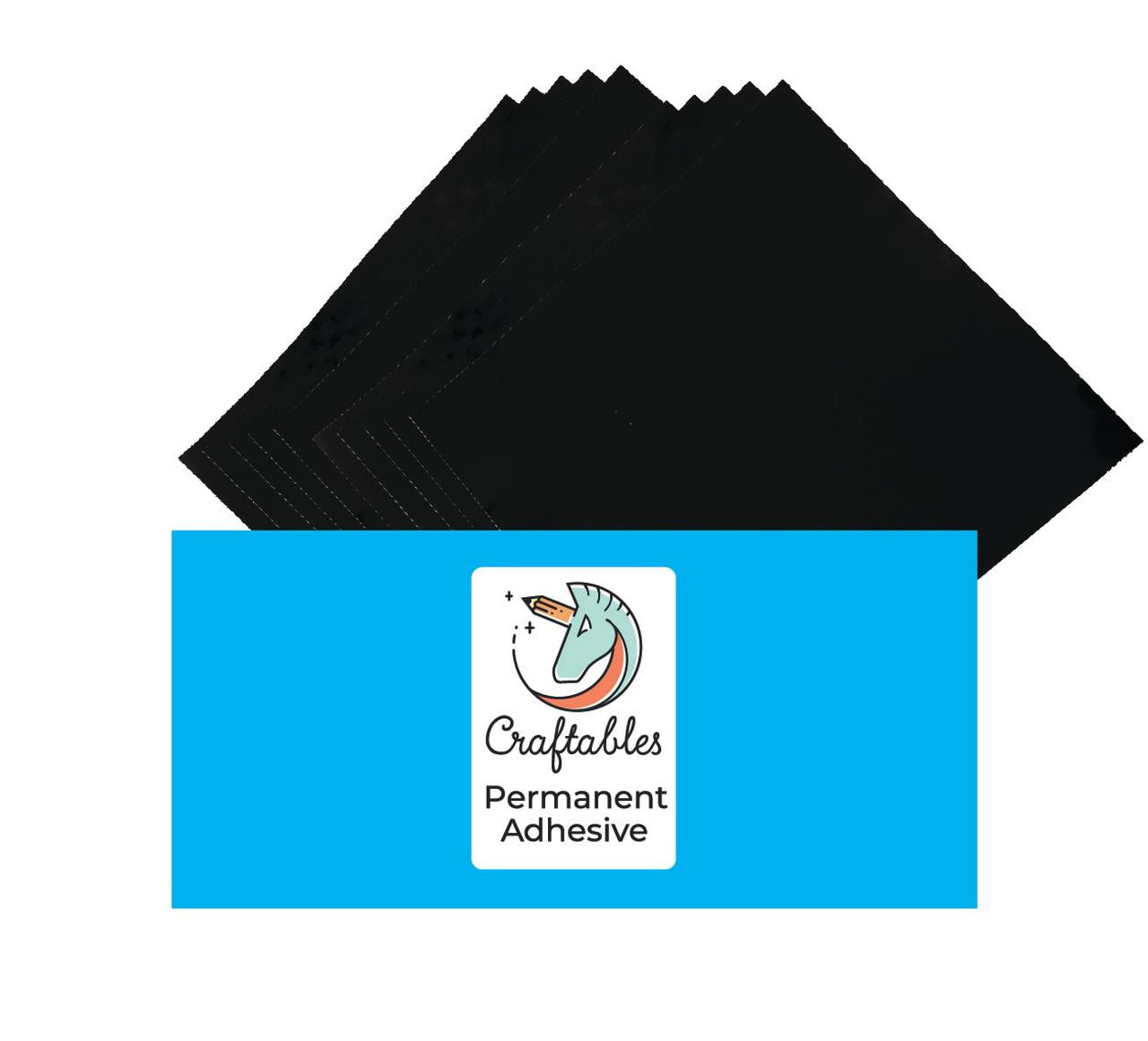 Craftables Black Vinyl Sheets Permanent, Adhesive, Glossy