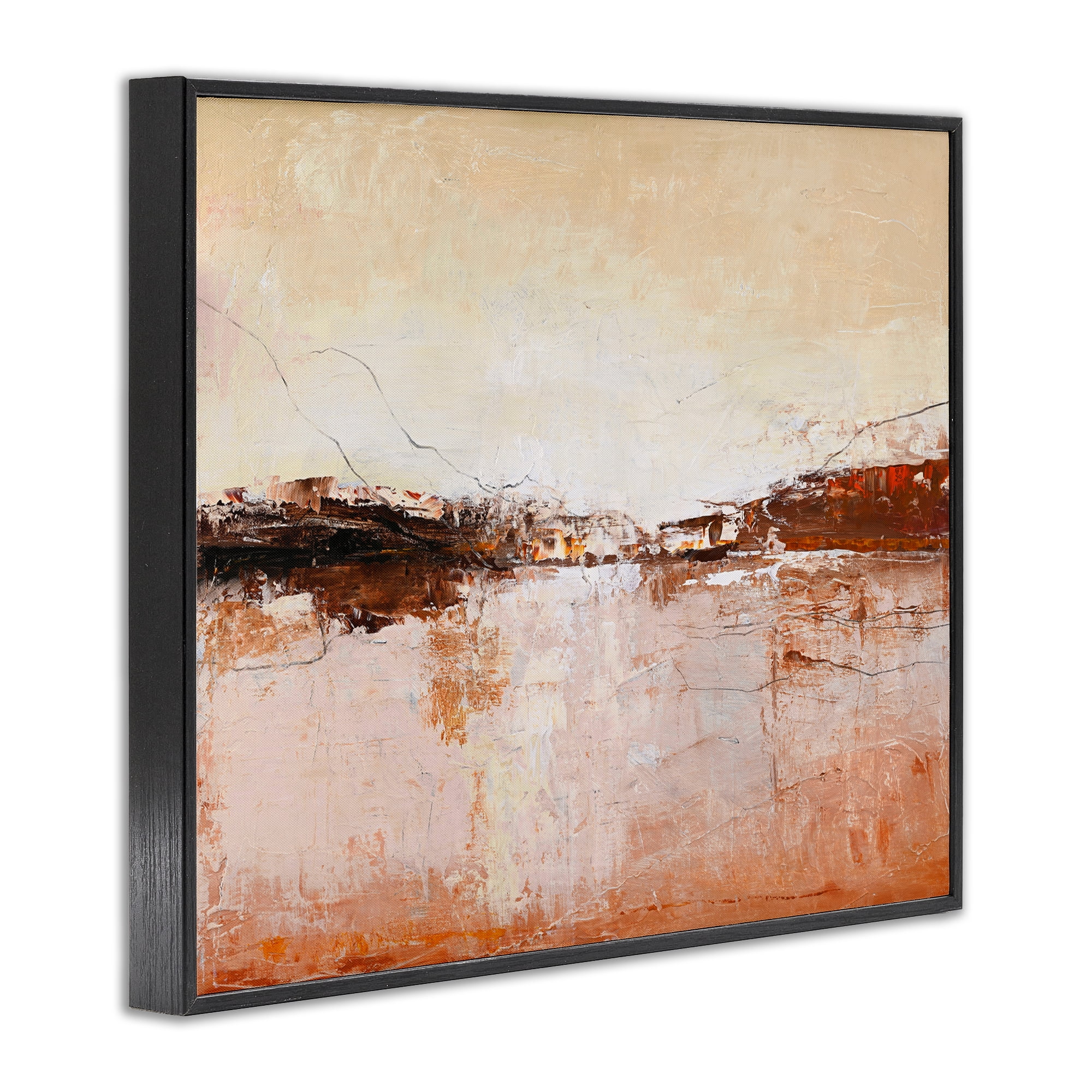 Warm Distressed Horizon Black Framed Giclee Art, design by Design Fabrikken