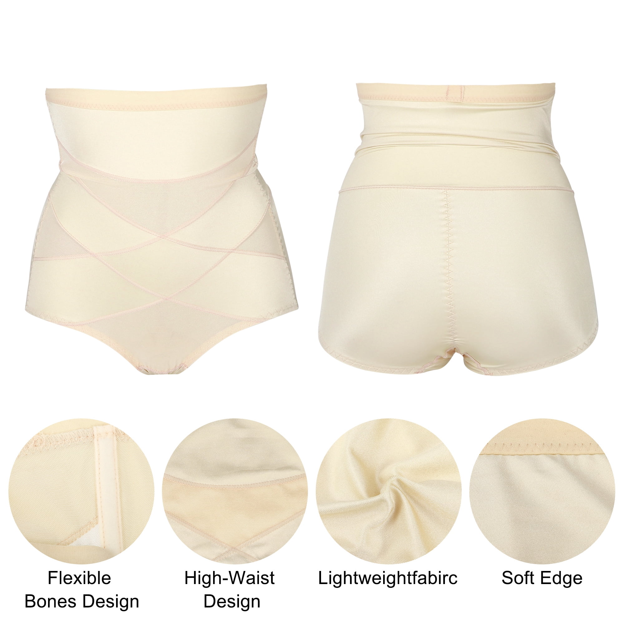 Unique Bargains Women High Waist Slimming Body Shaping Tummy Control Shapewear XL Beige