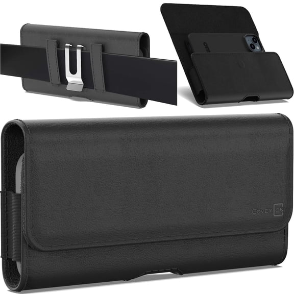 CoverON Holster for Samsung Galaxy A56 A37 A36 A26 A35 A25 A15 A55 A54 A53 A52 A51 A50 A71 A24 A22 A20 5G Cell Phone Case Belt Clip ID Card Carrying Leather Pouch (Fits Otterbox/Any Case)