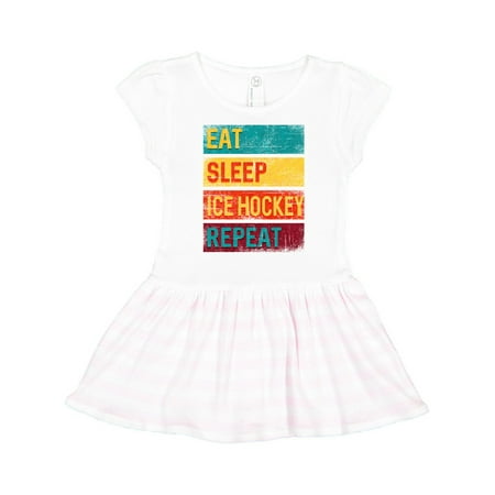 

Inktastic Hockey Eat Sleep Ice Hockey Repeat Gift Toddler Girl Dress